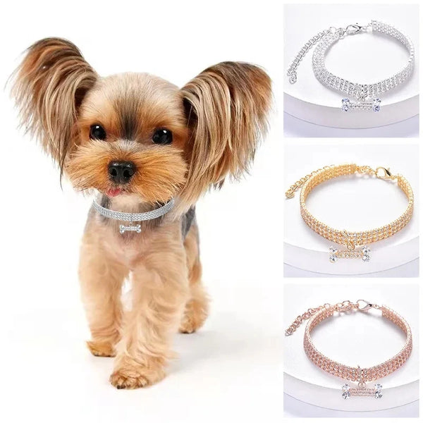 "Adjustable Crystal Collar Pet Necklace" - Image 1