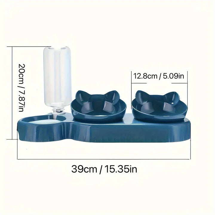 "Anti-Slip Tilted Cat Bowl Dispenser" - Image 2