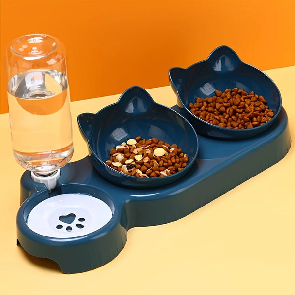 "Anti-Slip Tilted Cat Bowl Dispenser" - Image 1