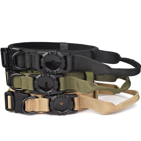 "Tactical Adjustable Dog Collar with AirTag"